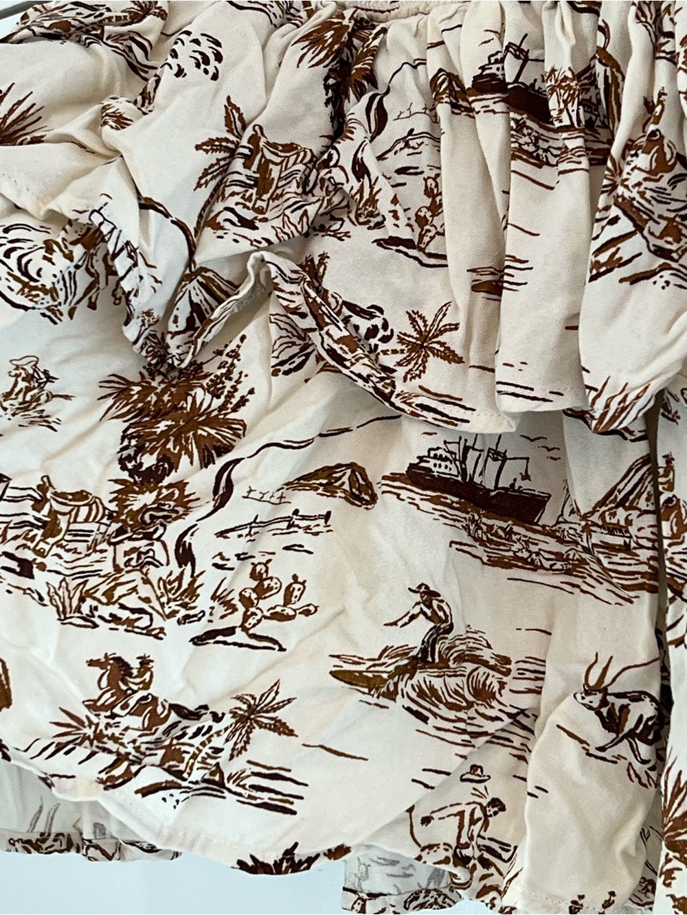 Ariat x Western Aloha Cream ruffle Skirt Tropical Print coastal cowgirl/boho med - Picture 4 of 5